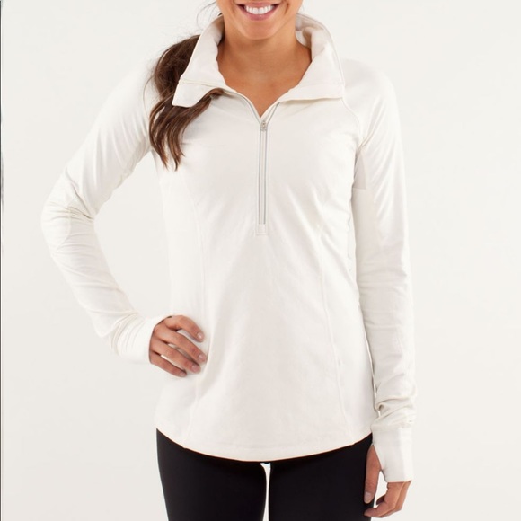 lululemon athletica Tops - Lululemon Run Toasty Tech 1/2 zip Polar Cream 12